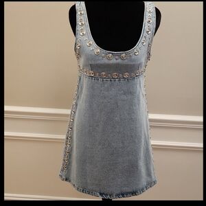 Coperni Brand New Denim Dress with Silver Snaps